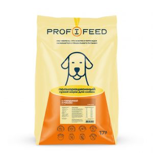 Корм «Profifeed» сухой полнорационный для собак с говядиной и рисом, мешок 17 кг