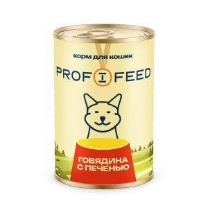 Корм консервированный Profifeed для кошек Говядина с печенью 340 г (12 штук)
